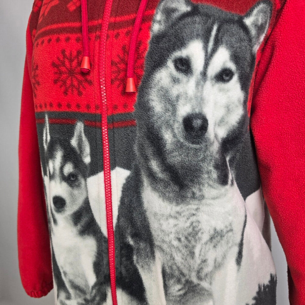 Classic Editions Wolf Family Graphic Red Zip Up Jacket Size M - Picture 3 of 9
